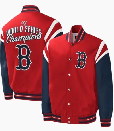 MLB Boston Red Sox Red and Blue Polyester Varsity Jacket