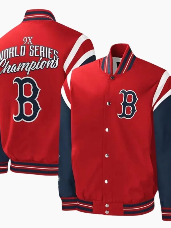 MLB Boston Red Sox Red and Blue Polyester Varsity Jacket