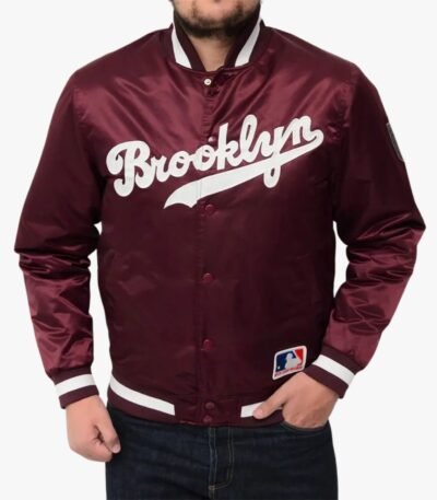 MLB Brooklyn Dodgers Maroon Satin Jacket