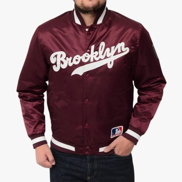 MLB Brooklyn Dodgers Maroon Satin Jacket