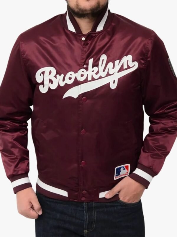 MLB Brooklyn Dodgers Maroon Satin Jacket