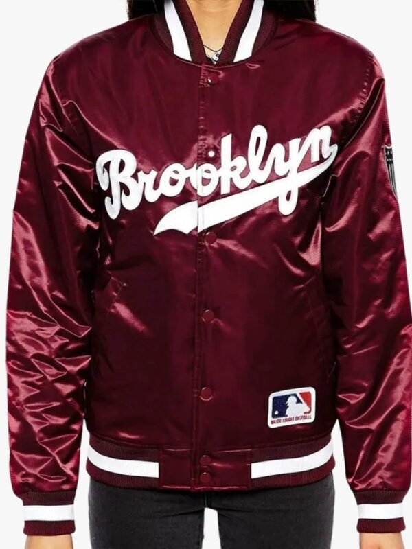 MLB Brooklyn Dodgers Maroon Satin Jacket