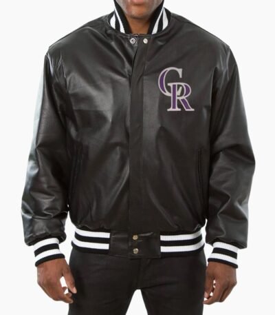 MLB Colorado Rockies Black Leather Jacket