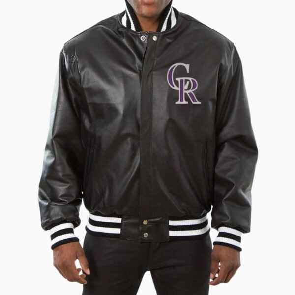 MLB Colorado Rockies Black Leather Jacket