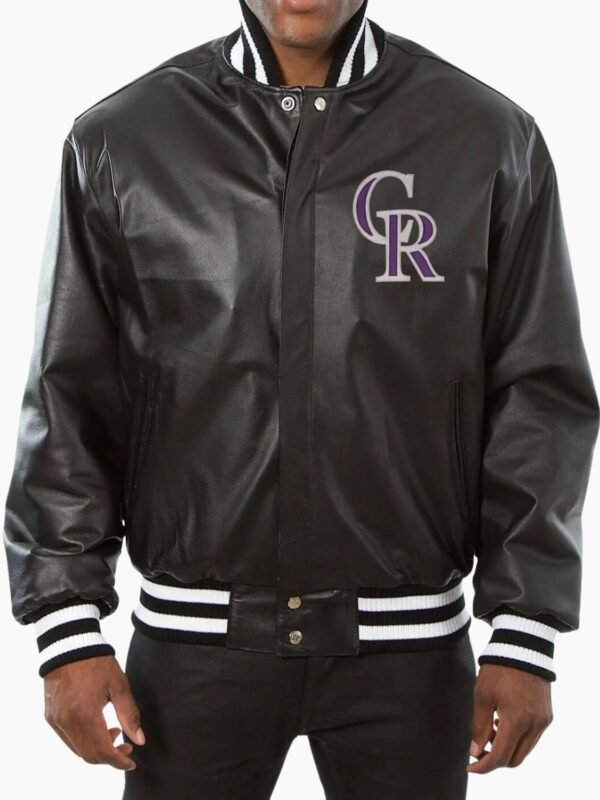 MLB Colorado Rockies Black Leather Jacket
