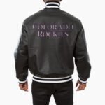 MLB Colorado Rockies Black Leather Jacket