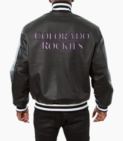 MLB Colorado Rockies Black Leather Jacket