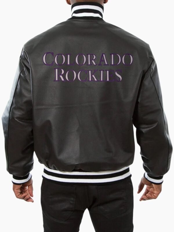 MLB Colorado Rockies Black Leather Jacket