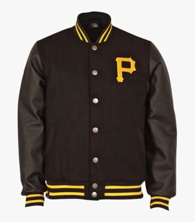MLB Men's Pittsburgh Pirates Black Letterman Jacket