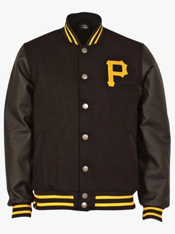 MLB Men's Pittsburgh Pirates Black Letterman Jacket
