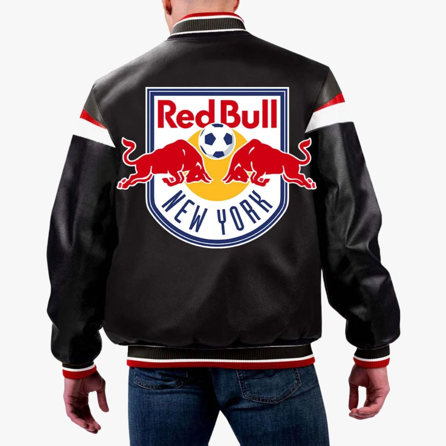 MLS New York Red Bulls Varsity Leather Jacket MLS New York Red Bulls Varsity Leather Jacket