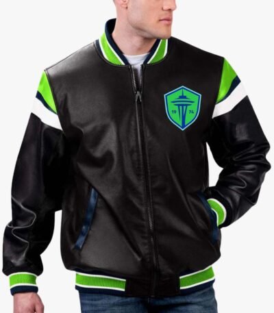 MLS Seattle Sounders FC Varsity Leather Jacket