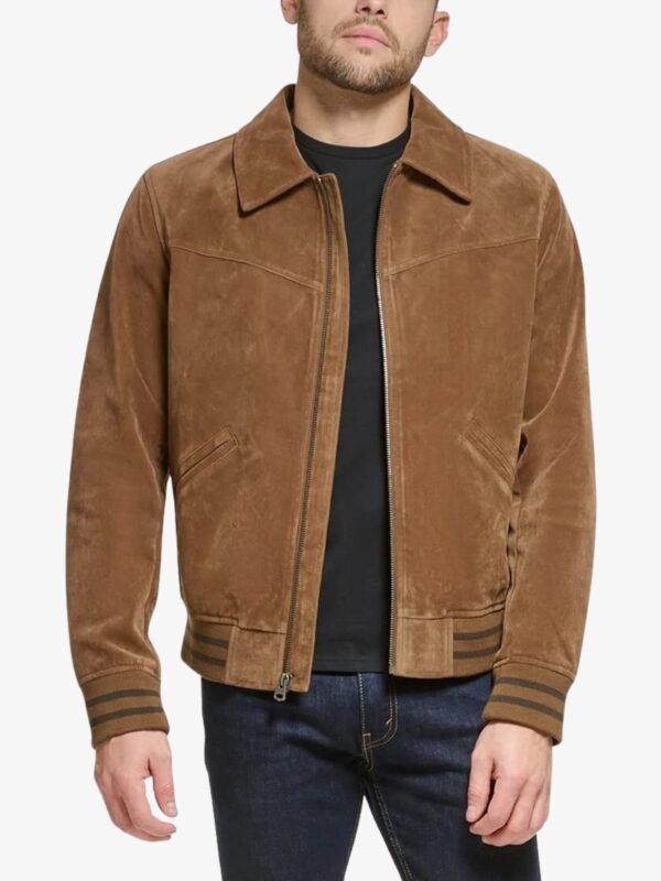 Mac Mens Cognac Real Suede Bomber Jacket