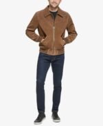Mac Mens Cognac Real Suede Bomber Jacket