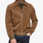 Mac Mens Cognac Real Suede Bomber Jacket