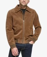 Mac Mens Cognac Real Suede Bomber Jacket