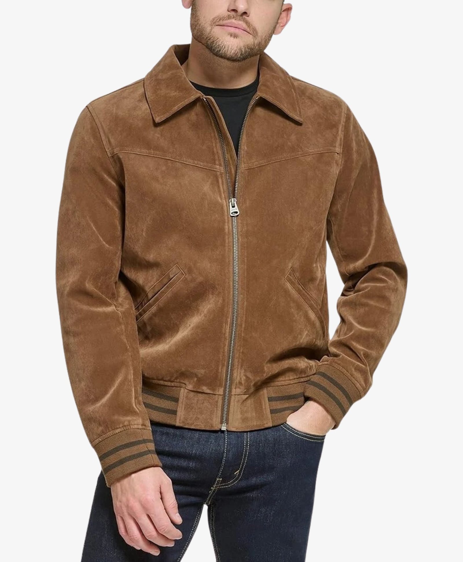 Mac Mens Cognac Real Suede Bomber Jacket Mac Mens Cognac Real Suede Bomber Jacket