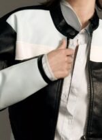 Maeve Cropped Color block Biker Jacket by MJH