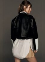 Maeve Cropped Color block Biker Jacket by MJH
