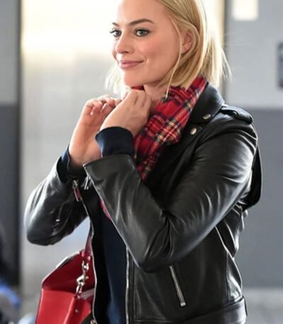 Margot Robbie Black Leather Jacket
