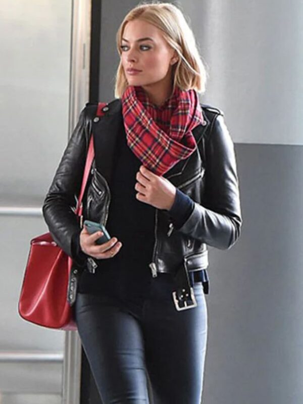 Margot Robbie Black Leather Jacket