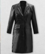 Margot Robbie Black Long Leather Coat