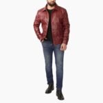 Maroon Trucker Leather Jacket