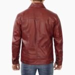 Maroon Trucker Leather Jacket