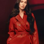 Megan Fox Leather Long Coat