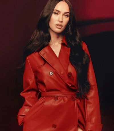 Megan Fox Leather Long Coat