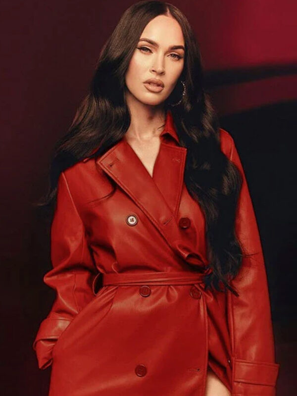 Megan Fox Leather Long Coat