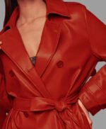 Megan Fox Leather Long Coat