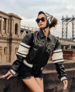 Men And Women Black Cropped Legend Leather Jacket