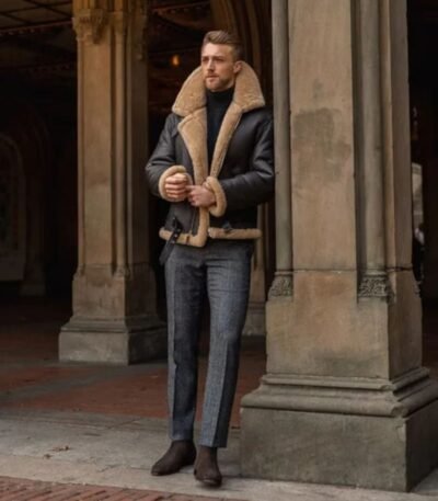 Men B3 Aviator Jacket Shearling Leather Jacket