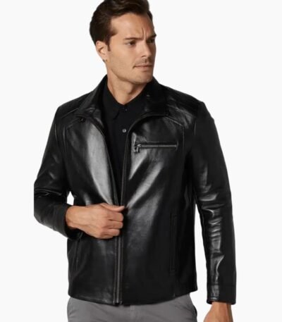 Men Bernie Classic Black Leather Jacket