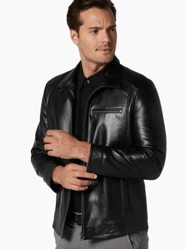 Men Bernie Classic Black Leather Jacket
