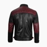 Men Black Genuine Leather Jacket With Stylish Red Padding