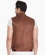 Men Brown Suede Bomber Leather Vests