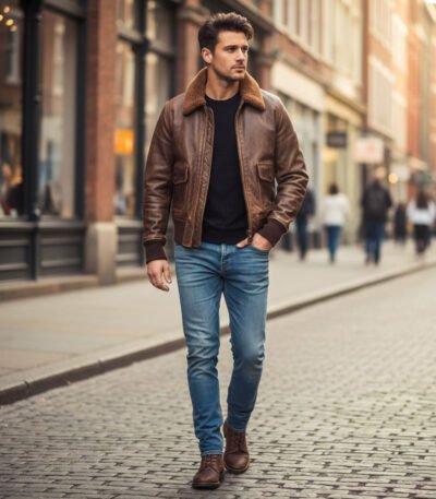 Men Distressed Flight Jacket