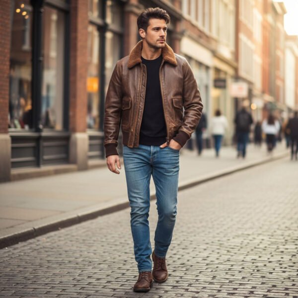 Men Distressed Flight Jacket