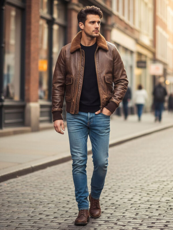 Men Distressed Flight Jacket