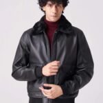 Men Midnight Maverick Fur Aviator Jacket