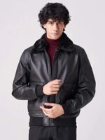 Men Midnight Maverick Fur Aviator Jacket