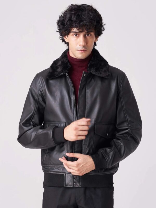 Men Midnight Maverick Fur Aviator Jacket