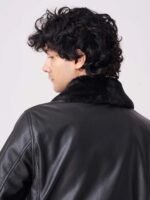 Men Midnight Maverick Fur Aviator Jacket