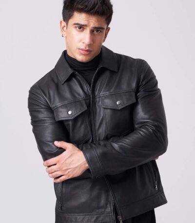 Men Shadow Luxe Leather Jacket