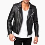 Men Slim Fit Motorcycle Leather Jacket