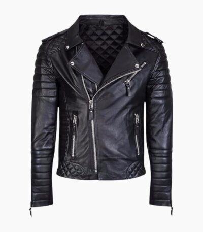 Men Slim Fit Motorcycle Leather Jacket