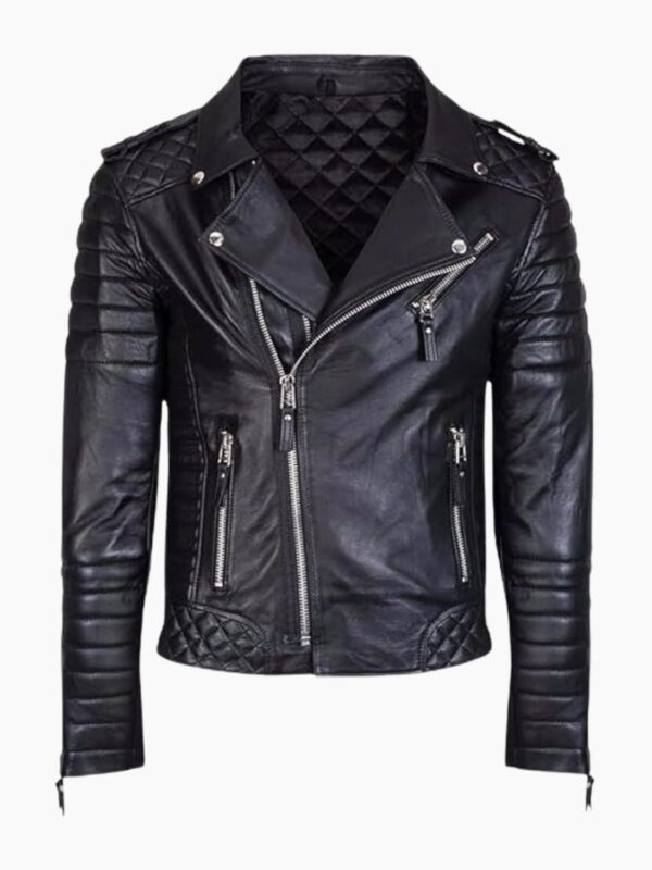 Men Slim Fit Motorcycle Leather Jacket