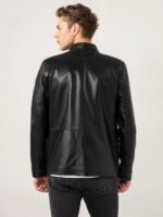 Men Sports Black Leather Jacket